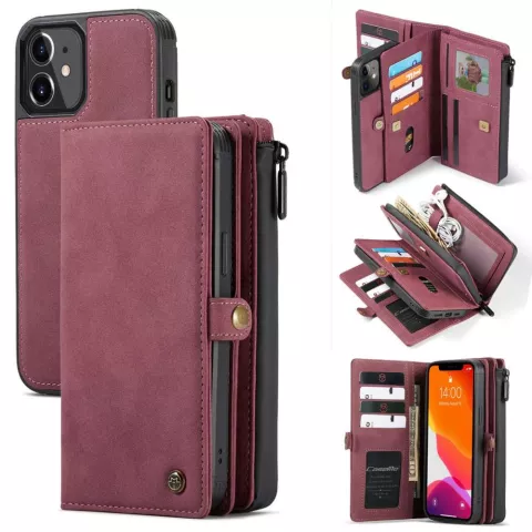 &Eacute;tui en cuir fendu Caseme Luxe XL Wallet pour iPhone 13 mini - rouge