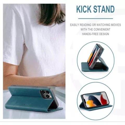 &Eacute;tui portefeuille en similicuir Caseme Slim Retro Wallet pour iPhone 13 Pro - Bleu