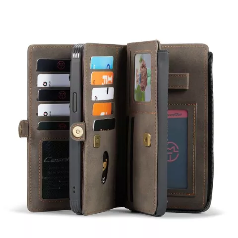 Caseme Luxe XL Etui portefeuille en cro&ucirc;te de cuir compatible avec iPhone 13 Pro - marron