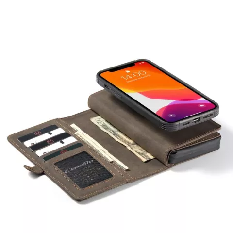 Caseme Luxe XL Etui portefeuille en cro&ucirc;te de cuir compatible avec iPhone 13 Pro - marron