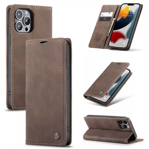 &Eacute;tui portefeuille en similicuir Caseme Slim Retro Wallet pour iPhone 13 Pro Max - Marron