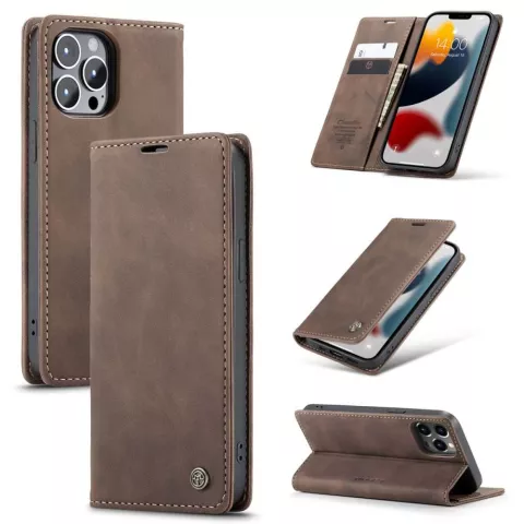 Caseme Slim Retro Wallet &eacute;tui en cuir artificiel compatible avec iPhone 13 Pro Max - marron