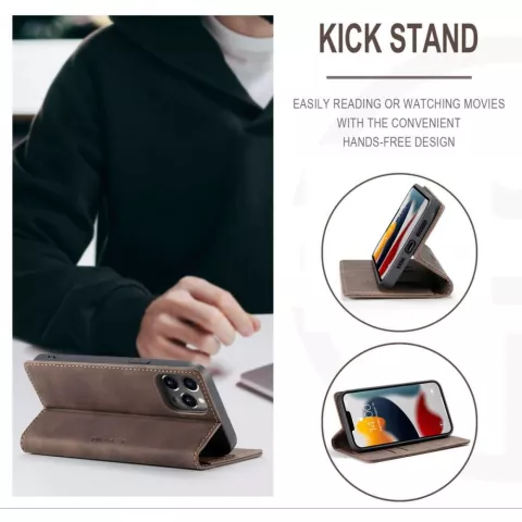 Caseme Slim Retro Wallet &eacute;tui en cuir artificiel compatible avec iPhone 13 Pro Max - marron