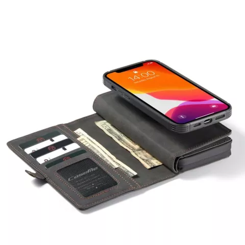 &Eacute;tui portefeuille en cuir fendu Caseme Luxe XL pour iPhone 13 Pro Max - Noir