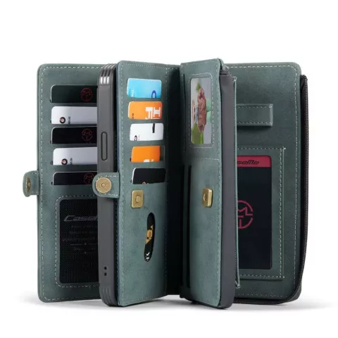 &Eacute;tui portefeuille en cuir fendu Caseme Luxe XL pour iPhone 13 Pro Max - Bleu