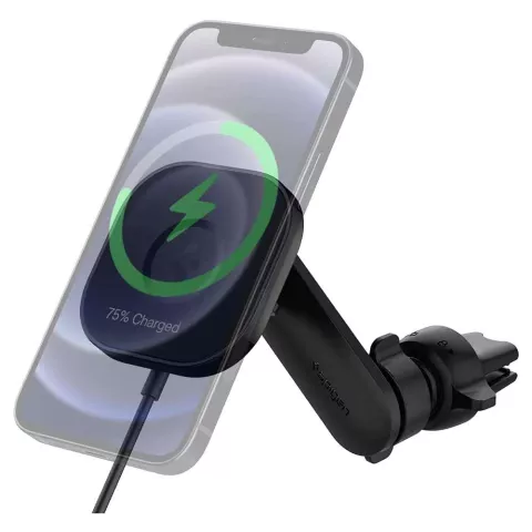 Support Spigen iPhone Magn&eacute;tique et chargeur Qi Ventilateur OneTap Auto Standard (Noir)