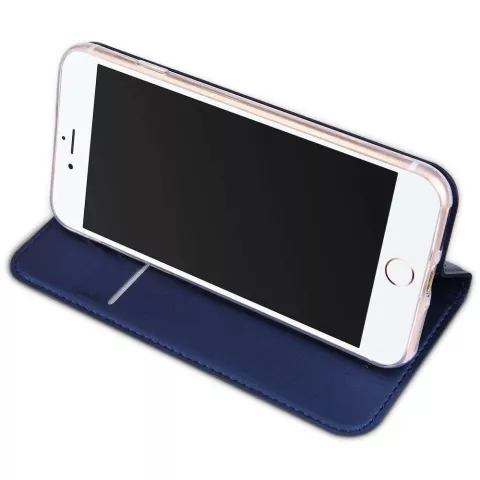&Eacute;tui portefeuille en similicuir DUX DUCIS Slimline pour iPhone 7, 8 et iPhone SE 2020 SE 2022 - Bleu
