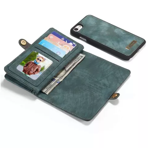 Caseme Retro Wallet &eacute;tui en cro&ucirc;te de cuir compatible avec iPhone 7, iPhone 8 et iPhone SE 2020 SE 2022 - bleu