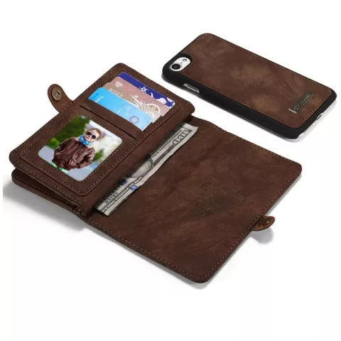 &Eacute;tui en cro&ucirc;te de cuir Caseme Retro Wallet compatible avec iPhone 7, iPhone 8 et iPhone SE 2020 SE 2022 - marron