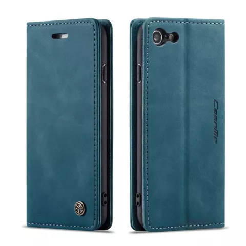 &Eacute;tui portefeuille en similicuir Caseme Slim Retro Wallet pour iPhone 7, 8, SE 2020 SE 2022 - Bleu