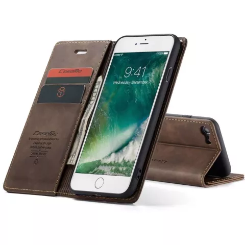 &Eacute;tui portefeuille en similicuir Caseme Slim Retro Wallet pour iPhone 7, 8, SE 2020 SE 2022 - Marron