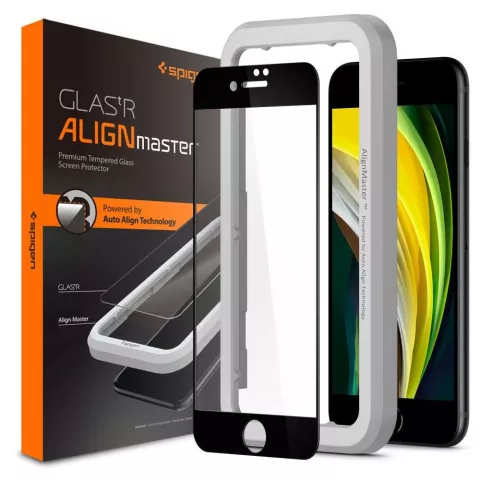 Spigen AlignMaster Full Cover Glass + Frame protecteur d&#039;&eacute;cran compatible avec iPhone 7, 8 et SE 2020 SE 2022