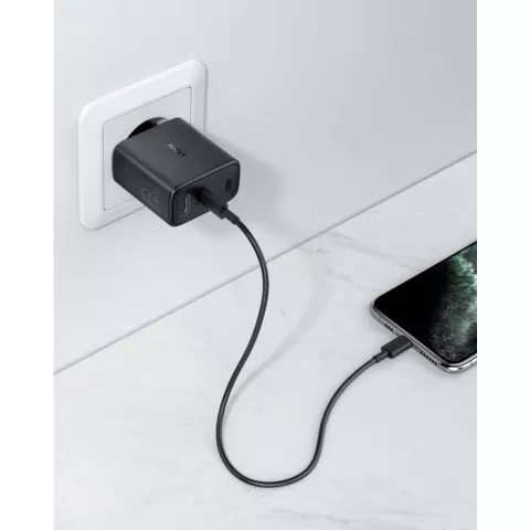 Aukey duo chargeur adaptateur secteur USB-A USB-C PD 3.0 20W - Noir