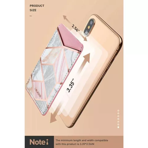 Supcase Cosmo porte-cartes adh&eacute;sif porte-cartes smartphone 2-pack - Marbre Rose