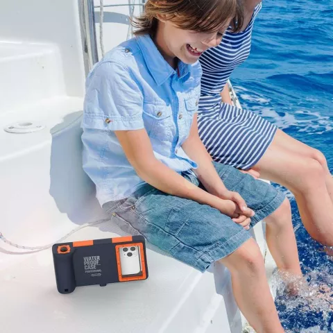 Shellbox bo&icirc;tier &eacute;tanche plong&eacute;e bo&icirc;tier universel housse &eacute;tanche sous-marine - Orange Noir