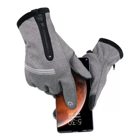 Gants pour &eacute;cran tactile WHEEL UP - R&eacute;sistant aux &eacute;claboussures - Gris Taille M