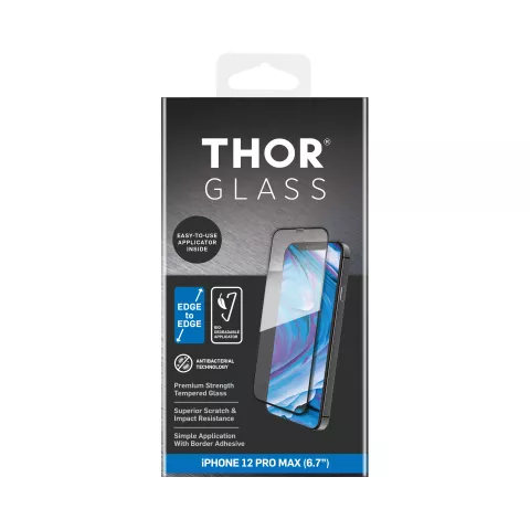 Protecteur d&#039;&eacute;cran THOR DT Glass E2E Anti Bac pour iPhone 12 Pro Max - Transparent