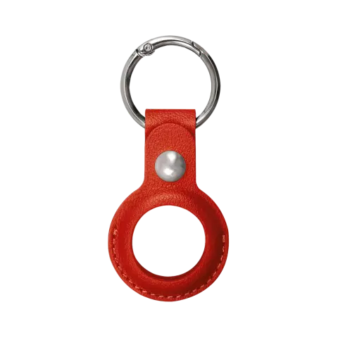 Xqisit Faux Leather Keyring &Eacute;tui en cuir artificiel compatible avec Apple AirTag - rouge