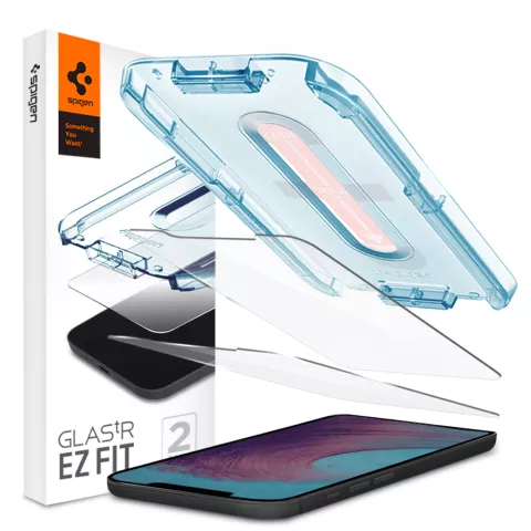 Spigen Glas tR EZ Fit (2 Pack) + Cadre de protection d&#039;&eacute;cran compatible avec iPhone 12 Pro Max - transparent