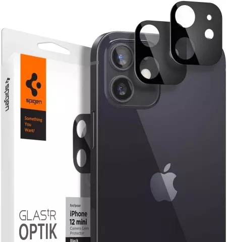 Protecteur d&#039;objectif Spigen Glas tR Optik Lens (2 Pack) pour iPhone 12 mini - noir