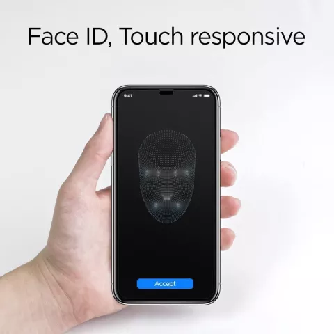 Protecteur d&#039;&eacute;cran Spigen Glass FC HD compatible avec iPhone X XS et 11 Pro - noir