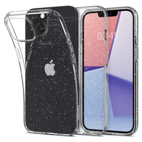 Spigen Liquid Crystal Glitter TPU avec &eacute;tui &agrave; Air Cushion pour iPhone 13 - Transparent