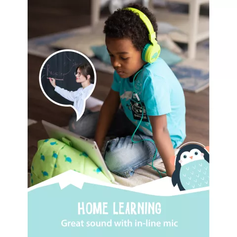 Planet Buddies casque pingouin casque pliable pour enfants prise casque aux - Bleu clair