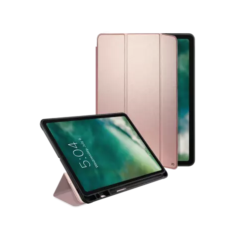 Xqisit Piave TPU Cover compatible avec iPad Air 4 10.9 2020 &amp; iPad Air 5 2022 avec porte-crayon - rose