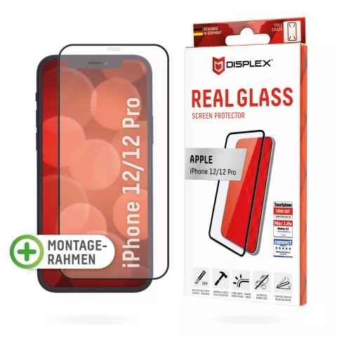 Protecteur d&#039;&eacute;cran Displex Real Glass FC + Frame pour iPhone 12 et iPhone 12 Pro - Transparent