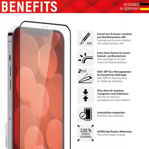 Displex Real Glass FC + Frame protecteur d&#039;&eacute;cran compatible avec iPhone 12 et iPhone 12 Pro - transparent