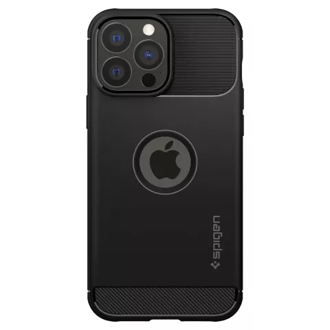 Spigen Rugged Armor TPU avec coque en fibre de carbone Air Cushion compatible avec iPhone 13 Pro Max - noir
