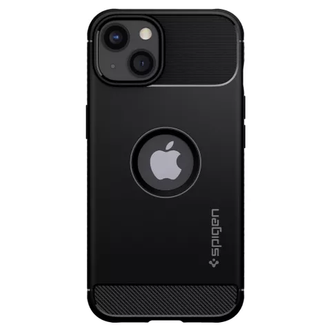 Spigen Rugged Armor TPU avec &eacute;tui en fibre de carbone &agrave; Air Cushion pour iPhone 13 - Noir