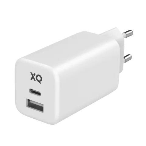 Chargeur duo Xqisit Adaptateur secteur Chargeur USB-A et USB-C PD QC 3.0 - Blanc
