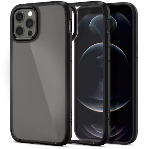 Coque Spigen Ultra Hybrid PU et TPU Air Cushion compatible avec iPhone 12 et iPhone 12 Pro - noir