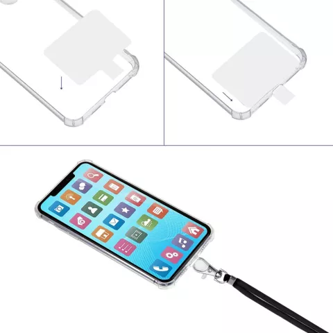 Cordon t&eacute;l&eacute;phonique multifonctionnel r&eacute;glable avec patch - Noir