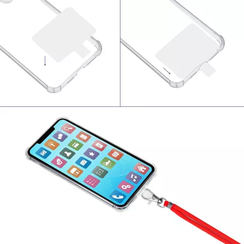 Cordon T&eacute;l&eacute;phonique Multifonctionnel Ajustable avec Patch - Rouge