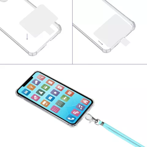 Cordon t&eacute;l&eacute;phonique multifonctionnel r&eacute;glable avec patch - Bleu