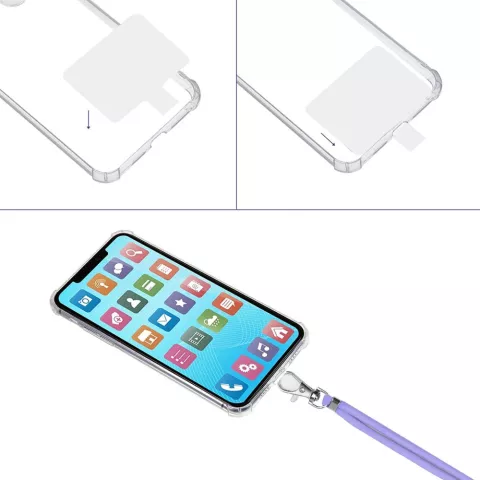 Cordon t&eacute;l&eacute;phonique multifonctionnel r&eacute;glable avec patch - Violet