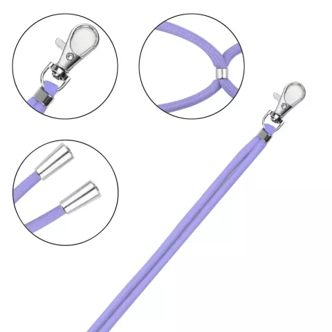 Cordon t&eacute;l&eacute;phonique multifonctionnel r&eacute;glable avec patch - Violet
