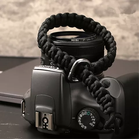 Bracelet De Corde En Nylon Robuste Sangle Anti-perte Pour T&eacute;l&eacute;phone / Appareil Photo / compatible avec AirPods - Noir