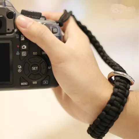 Bracelet De Corde En Nylon Robuste Sangle Anti-perte Pour T&eacute;l&eacute;phone / Appareil Photo / compatible avec AirPods - Noir