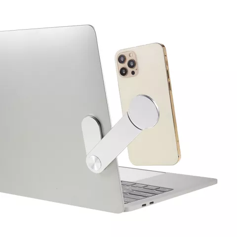 Support de t&eacute;l&eacute;phone magn&eacute;tique en aluminium pour ordinateur portable et MacBook - Couleur argent