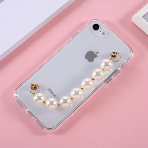 Coque en TPU Pearls compatible avec iPhone 7, 8, SE 2020 et SE 2022 - transparente