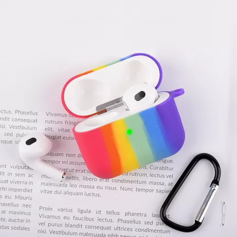 &Eacute;tui en silicone Rainbow Pride avec crochet pour AirPods 3 - pastel