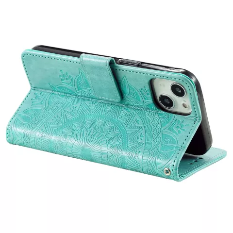 Coque en TPU Mandala Wallet pour iPhone 14 - verte