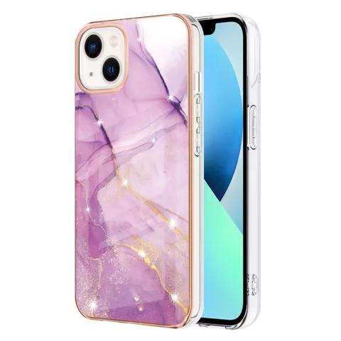 Coque TPU Marble Stone compatible avec iPhone 14 - violet