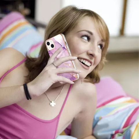 Coque TPU Marble Stone compatible avec iPhone 14 - violet