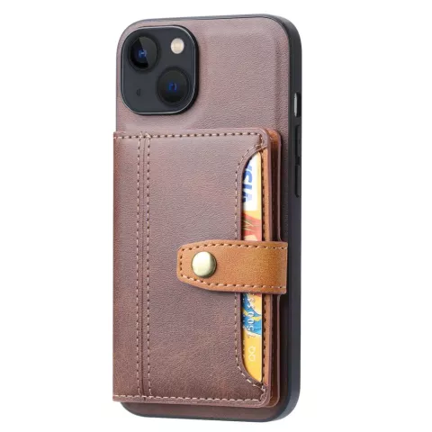 &Eacute;tui en cuir artificiel Card Wallet compatible avec iPhone 14 - marron