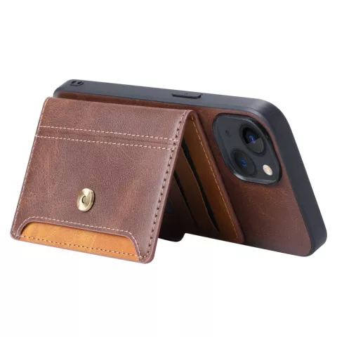 &Eacute;tui en cuir artificiel Card Wallet compatible avec iPhone 14 - marron
