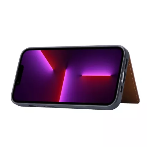 &Eacute;tui en cuir artificiel Card Wallet compatible avec iPhone 14 - marron